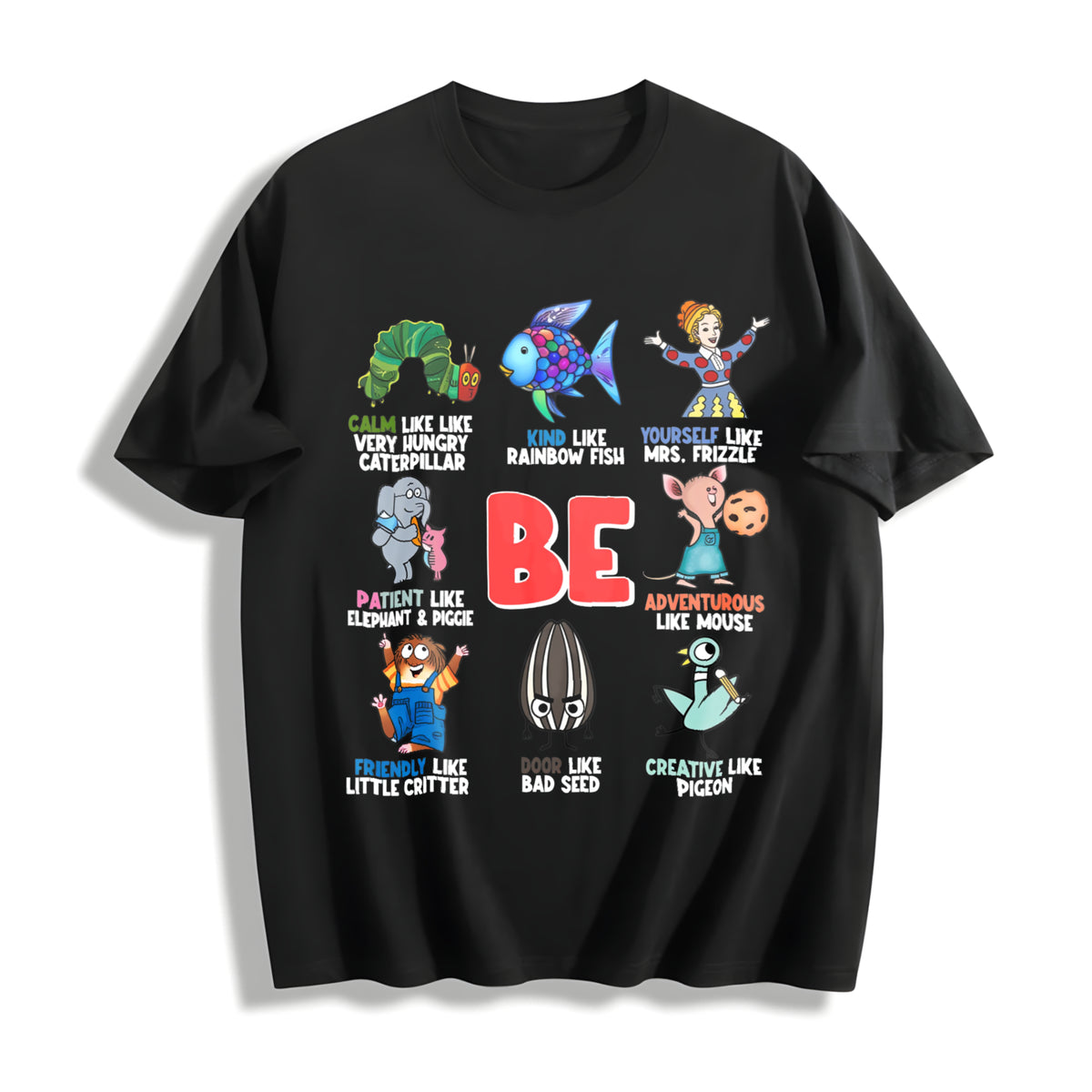 I Still Read Children's Books Teacher Cotton T-Shirt in Black