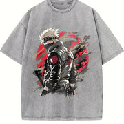 ANBU Kakashi Naruto for Anime Fans vintage washed oversized T-shirt in Gray