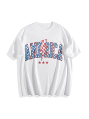 America Retro Cotton T-Shirt in White