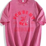 Black Loose Vintage Washed T-Shirt in Red