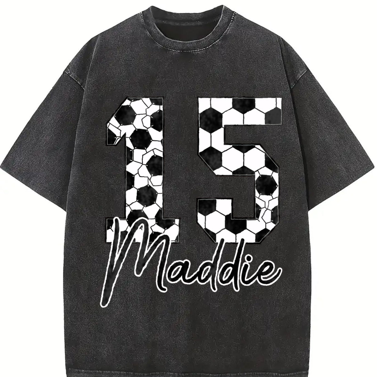 Custom Soccer Personalized Soccer Cumber Vintage Washed T-Shirt in Black
