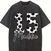 Custom Soccer Personalized Soccer Cumber Vintage Washed T-Shirt in Black