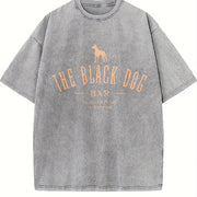 Short-sleeve Round-neck Vintage Washed T-Shirt in Gray