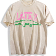 Later Gator Offensive Alligator vintage washed oversized T-shirt in Beige