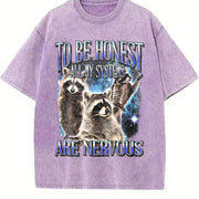 To Be Honest All My Systems Are Nervous Vintage Washed T-Shirt in Purple