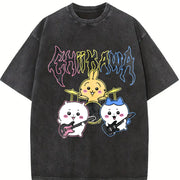 Novelty Chiikawa Pure Rock vintage washed oversized T-shirt in Black