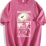 Palestine Freedom – Heavy with Hope & Solidarity Retro vintage washed oversized T-shirt in Red