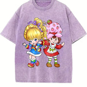 Strawberry Shortcake Friend 80s Cartoon Characters vintage washed oversized T-shirt in Purple