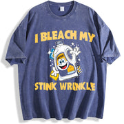 I Bleach My Stink Wrinkle vintage washed oversized T-shirt in Blue