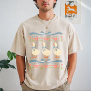 80s Goose Blue Ribbon Silly Goose Vintage Washed T-Shirt in Beige