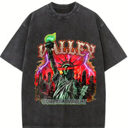 Urban Anarchy Statue of Liberty Vintage Washed T-Shirt in Black