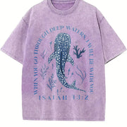 Leisure When you go through deep water I will be with you vintage washed oversized T-shirt in Purple
