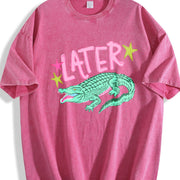 Later Gator After a While Crocodile Vintage Washed T-Shirt in Red