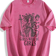 Girls Will Be Girls Medusa and Batik vintage washed oversized T-shirt in Red