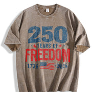 250 Years of Freedom: USA 1776–2026 Patriotic Independence Vintage Washed T-Shirt in Brown
