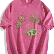 Allomyrina Dichotoma Insect Lover S~5XL and Batik vintage washed oversized T-shirt in Red