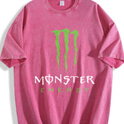 Monster Energy Claw Logo Vintage Washed T-Shirt in Red