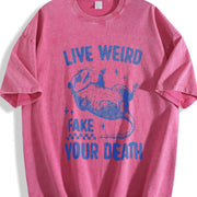 Retro Sarcastic Possum 90s Vintage Washed T-Shirt in Red