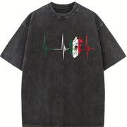 Heartbeat for Daily Wear Ladies for All Seasons vintage washed oversized T-shirt in Black