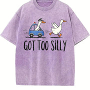 Retro Silly Goose 90s Vintage Washed T-Shirt in Purple
