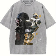 Travis Hunter Bih You Thought Football vintage washed oversized T-shirt in Gray
