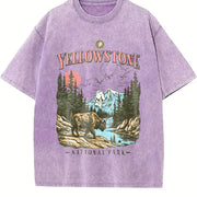Yellowstone National Park Vintage Washed T-Shirt in Purple