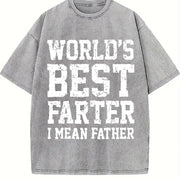 World's Best Farter I Mean Father vintage washed oversized T-shirt in Gray