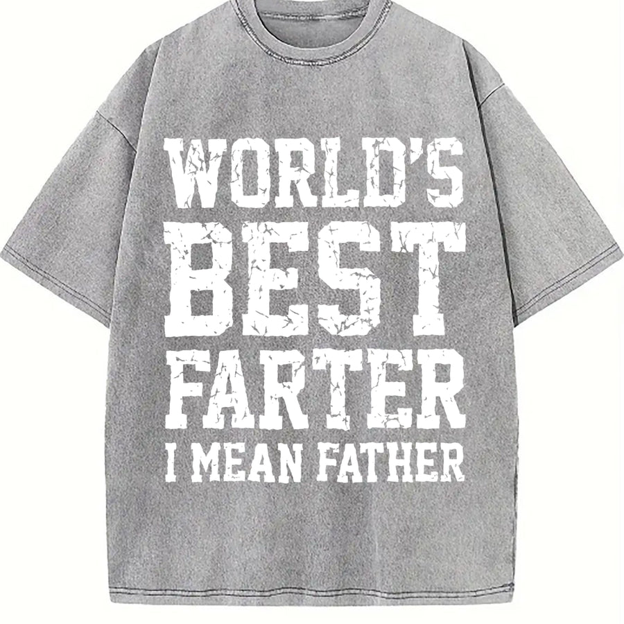 World's Best Farter I Mean Father vintage washed oversized T-shirt in Gray