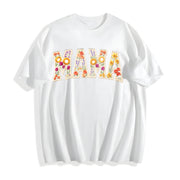 Mama Patchwork Flower Cotton T-Shirt in White