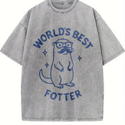 World's Best Fotter Vintage Washed T-Shirt in Gray