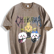 Novelty Chiikawa Pure Rock vintage washed oversized T-shirt in Brown