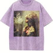 Smoking Glam Doll Vintage Washed T-Shirt in Purple