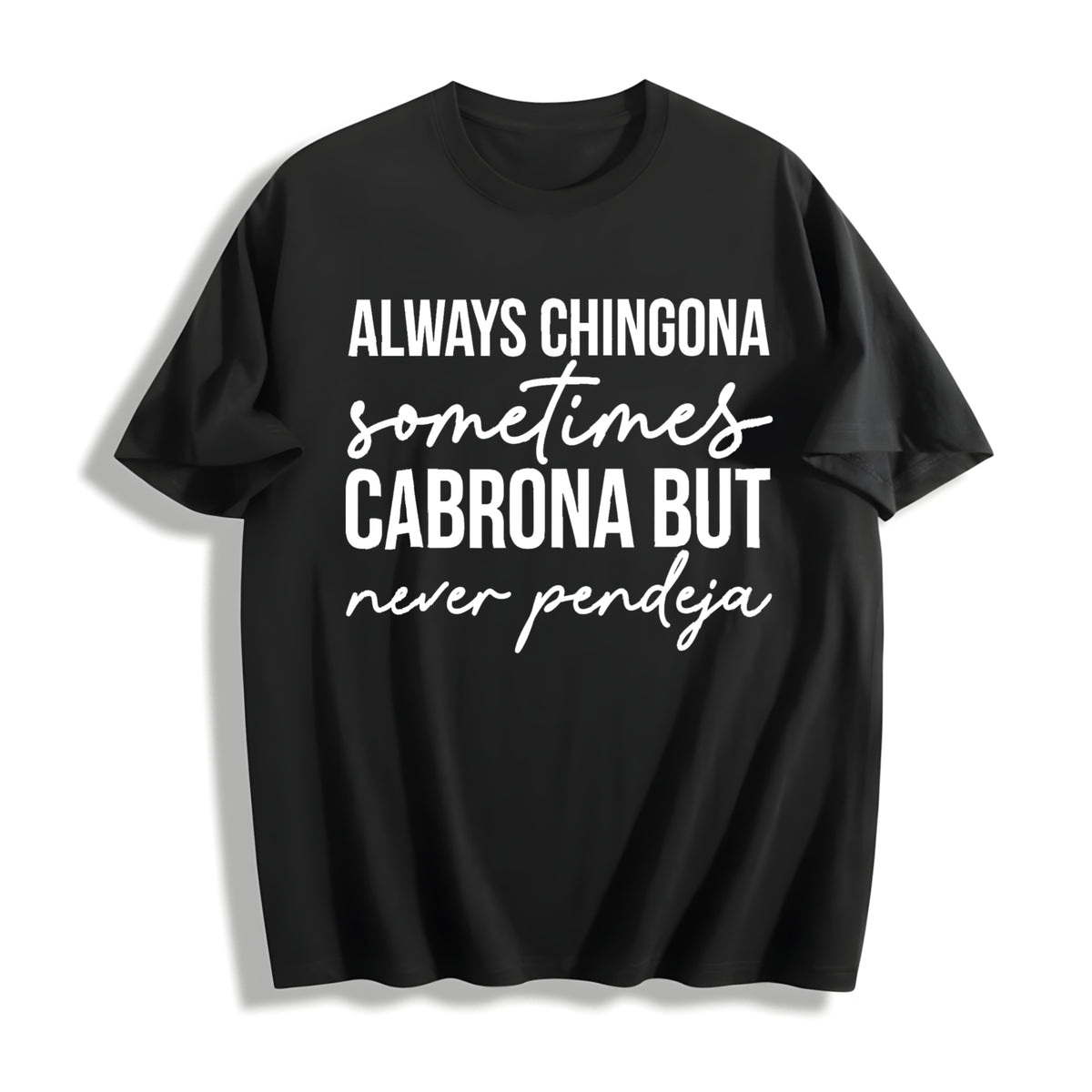 Short-sleeved Round-neck with a Mexican Cotton T-Shirt in Black