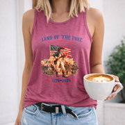 Land of the Free Because of the Brave Women's Color Cotton Tank Top in Red