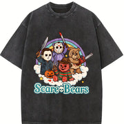 Halloween Scary Care Scare Bears Vintage Washed T-Shirt in Black