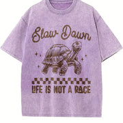 Retro Sarcastic Turtle 90s Vintage Washed T-Shirt in Purple