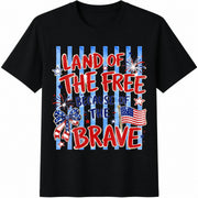 Land of the Free Because of the Brave Cotton T-Shirt in Black