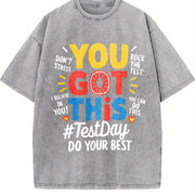 You Got This Test Day Vintage Washed T-Shirt in Gray