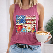 American Flag 4th of July Women's Color Cotton Tank Top in Red