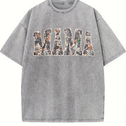 Hunting Mama Camo Mama Mother's Day vintage washed oversized T-shirt in Gray