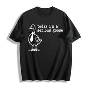 Serious Goose Meme Cotton T-Shirt in Black