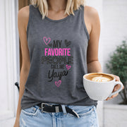My Favorite People Call Me Yaya Crew-neck Sleeveless Vest Women's Color Cotton Tank Top in Gray