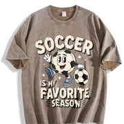 Soccer Is My Favorite Season Vintage Washed T-Shirt in Brown