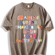 ✊🏾 Anti ICE Magazine Letters Vintage Washed T-Shirt in Brown