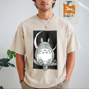 Forest Spirit Adventure Anime Vintage Washed T-Shirt in Beige
