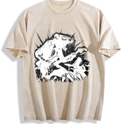 Crazy Rocker Rat 90s Vintage Washed T-Shirt in Beige