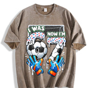 I Was 6 Now I'm 7 Soccer Vintage Washed T-Shirt in Brown