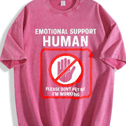 Human Slogan Sleeveless Tank Vintage Washed T-Shirt in Red