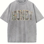 Retro Camo Western Camouflage Western Concert vintage washed oversized T-shirt in Gray