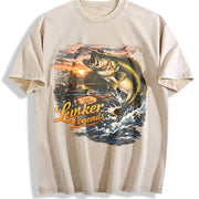 Lunker Legends Fishing 90s Vintage Washed T-Shirt in Beige